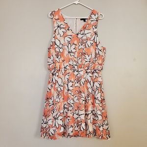 Banana Republic womens dress 14 pink white floral aline knee length